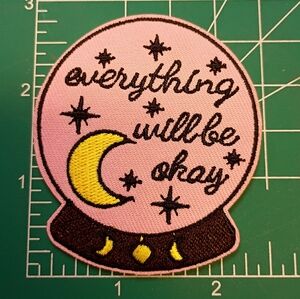 2/$10 Pink Embroidered Patch with Moon and Stars